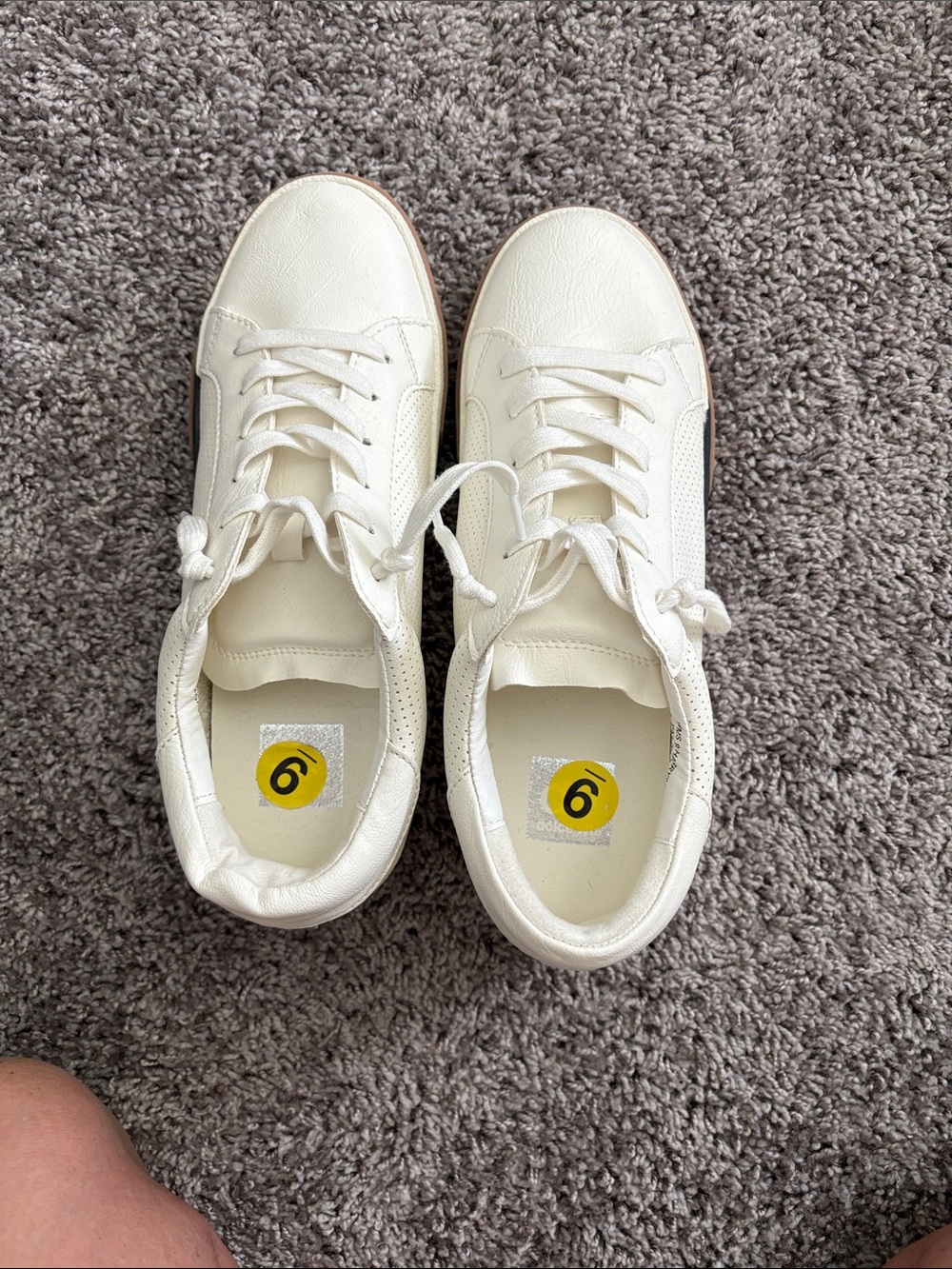 Cream Lace-Up Low Top Sneakers with Gum Sole - Picture 2 of 4